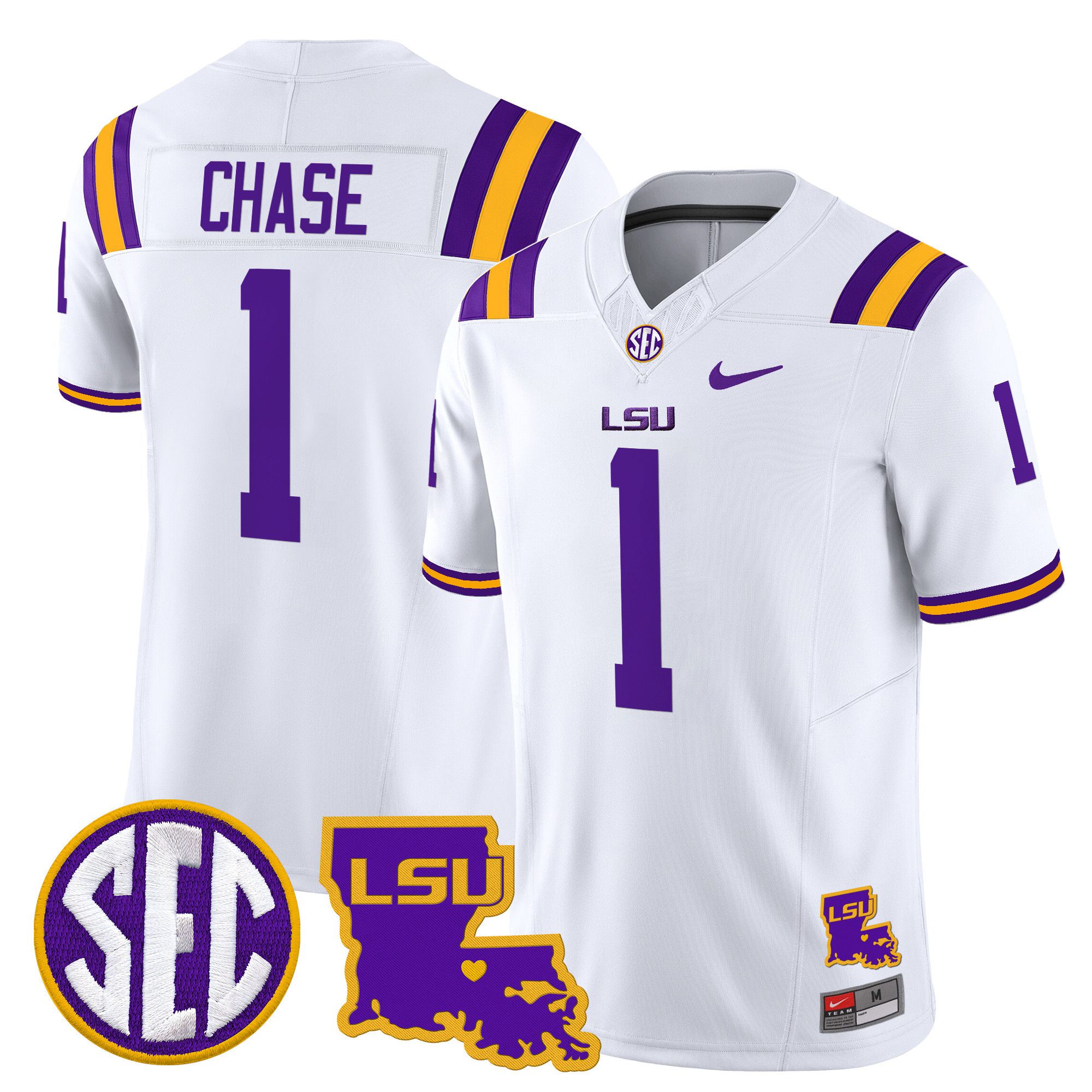 Men LSU Tigers #1 Chase White 2024 Nike Louisiana Patch Vapor Limited NCAA Jersey->indianapolis colts->NFL Jersey